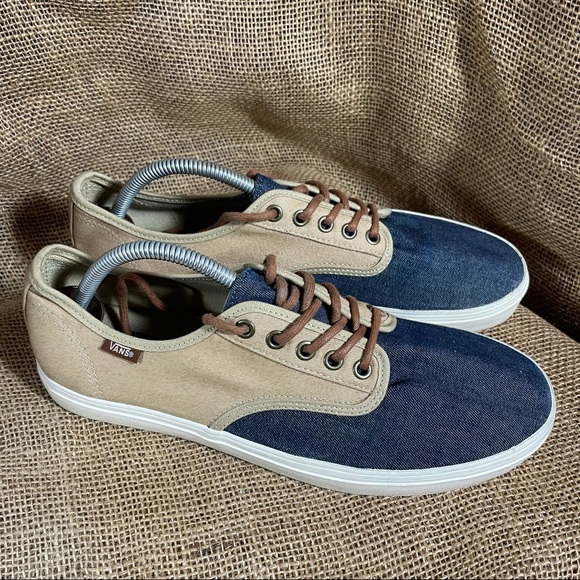Vans Canvas Lo Two Tone Sneaker Blue Tan Lace up - Picture 8 of 13